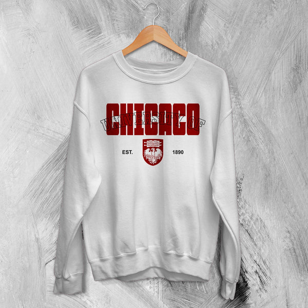 The University of Chicago Sweatshirt Retro Chicago Shirt Est 1890 Campus Merch - White - WorldWideShirt