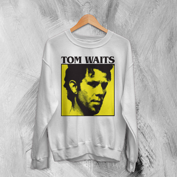 Tom Waits Sweatshirt Jazz Rock Shirt Tom Waits American Music Crewneck - White - WorldWideShirt