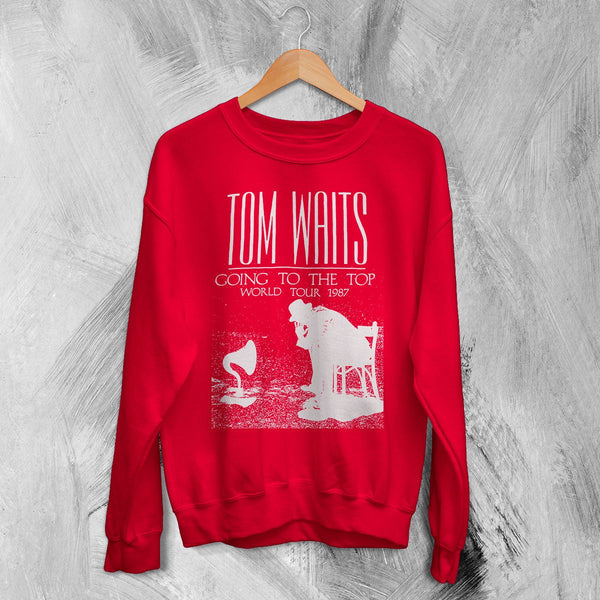 Tom Waits Sweatshirt Tour Concert Shirt Vintage Music World Tour 1987 Merch - Red - WorldWideShirt