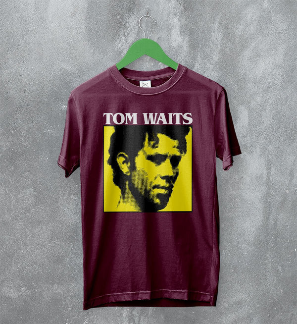 Tom Waits T-Shirt Jazz Rock Shirt Tom Waits American Music Merch - Red Maroon - WorldWideShirt