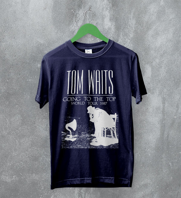 Tom Waits T-Shirt Tour Concert Shirt Vintage Music World Tour 1987 Merch - Navy Blue - WorldWideShirt