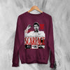 Tony Montana Sweatshirt Scarface Movie Shirt Tony Montana Scarface Crewneck - Red Maroon - WorldWideShirt