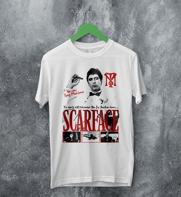 Tony Montana T-Shirt Scarface Movie Shirt Tony Montana Scarface Tee - White - WorldWideShirt