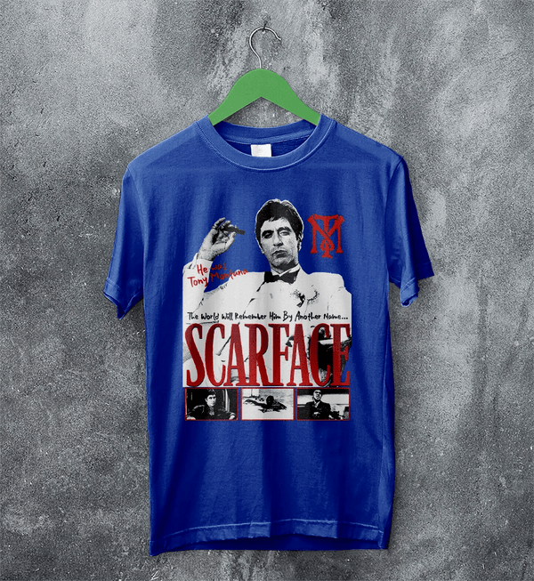 Tony Montana T-Shirt Scarface Movie Shirt Tony Montana Scarface Tee - Royal Blue - WorldWideShirt
