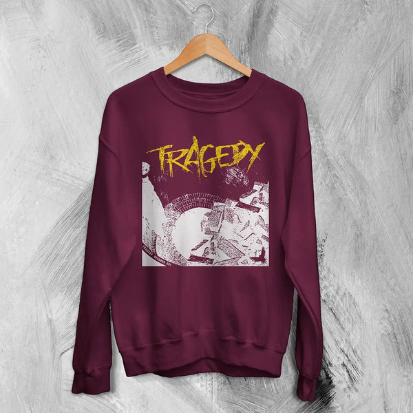 Tragedy Band Sweatshirt Vintage Grunge Tragedy Shirt Crust Punk Music Merch - Red Maroon - WorldWideShirt