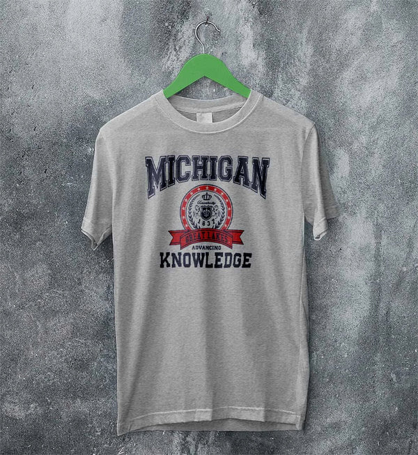 University of Michigan T-shirt Great Lakes Shirt Knowledge Michigan University - Sport Grey - WorldWideShirt