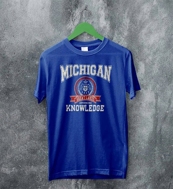 University of Michigan T-shirt Great Lakes Shirt Knowledge Michigan University - Royal Blue - WorldWideShirt