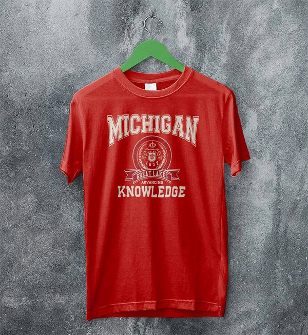 University of Michigan T-shirt Great Lakes Shirt Knowledge Michigan University - Red - WorldWideShirt