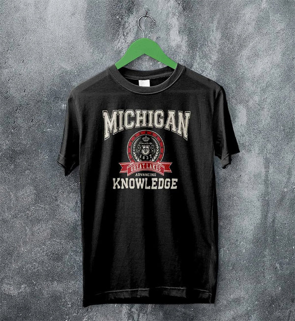 University of Michigan T-shirt Great Lakes Shirt Knowledge Michigan University - Black - WorldWideShirt