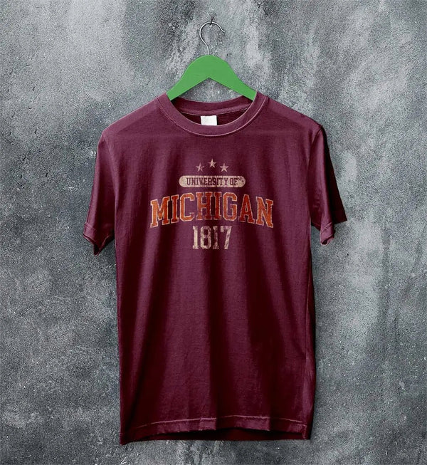 University of Michigan T-shirt Michigan University Shirt National Universities - Red Maroon - WorldWideShirt