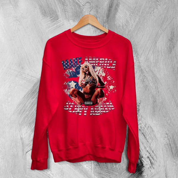 USA Sexyy Red Sweatshirt Make America Sexyy Again Shirt American Concert Crewneck - Red - WorldWideShirt