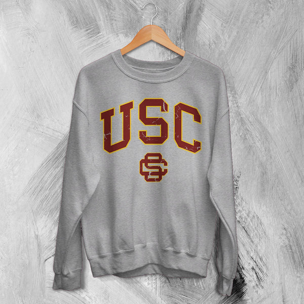 USC Logo Sweatshirt The University of Southern California Shirt SC LA Merch - Sport Grey - WorldWideShirt