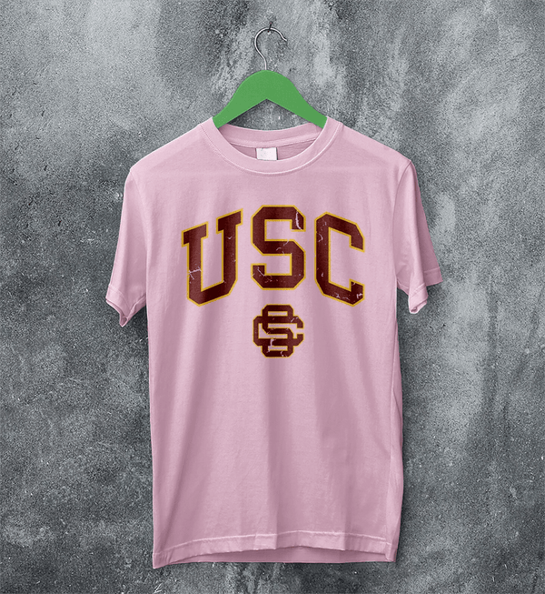 USC Logo T-shirt The University of Southern California Shirt SC LA Merch - Light Pink - WorldWideShirt