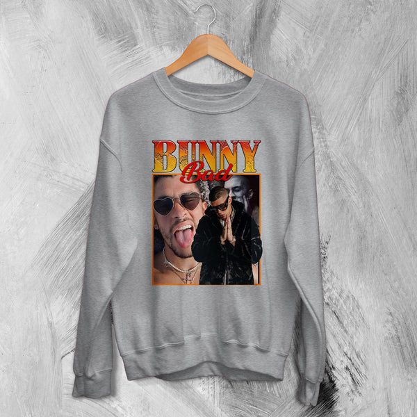 Vintage Bad Bunny 90's Sweatshirt Bad Bunny Raptee Rapper Sweater - WorldWideShirt