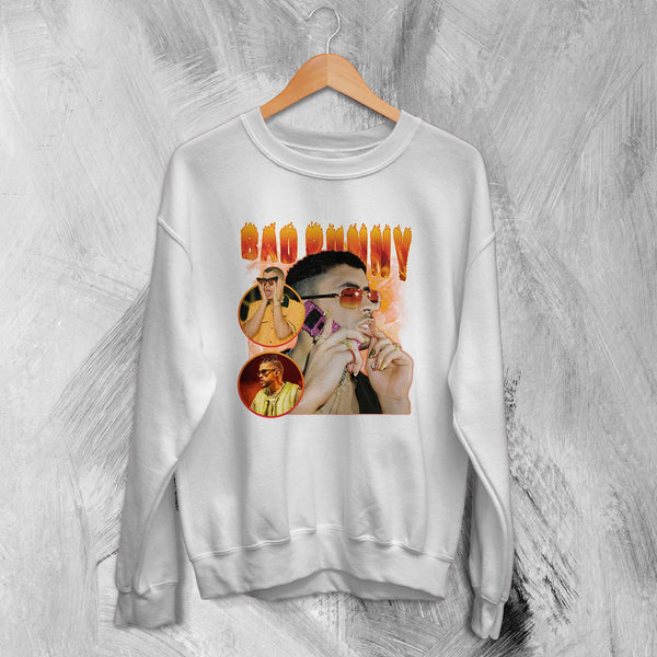 Vintage Bad Bunny Sweatshirt Bootleg Rap Sweater Iconic Rapper Fan Merch - WorldWideShirt