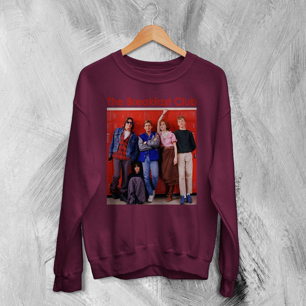 Vintage The Breakfast Club Sweatshirt Movie Poster Shirt Comedy Drama Crewneck - Red Maroon - WorldWideShirt