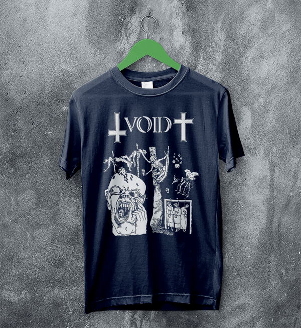 Void Band T-Shirt Zombie Punk Void Shirt Vintage Skeleton Punk Rock Tee - Navy Blue - WorldWideShirt