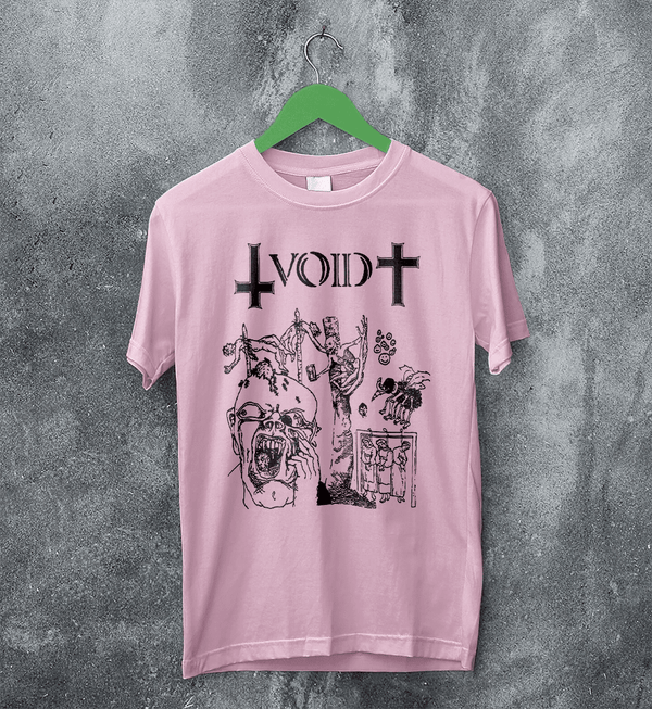 Void Band T-Shirt Zombie Punk Void Shirt Vintage Skeleton Punk Rock Tee - Light Pink - WorldWideShirt