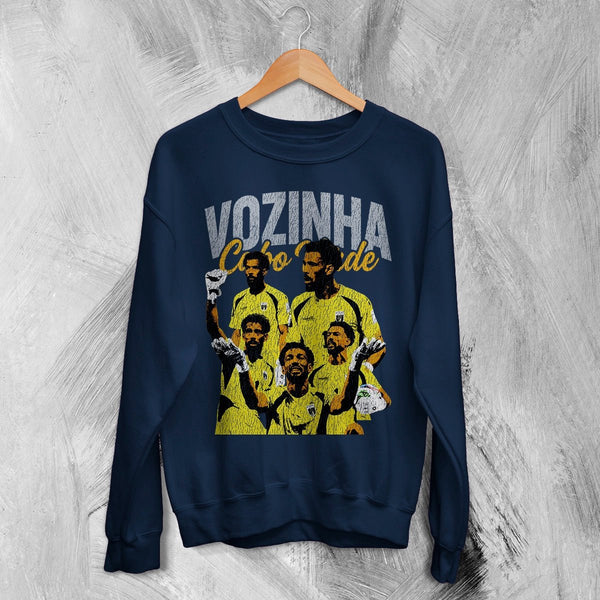 Vozinha Cape Verde Sweatshirt Vintage Vozinha Shirt, Soccer Legend Crewneck - Navy Blue - WorldWideShirt