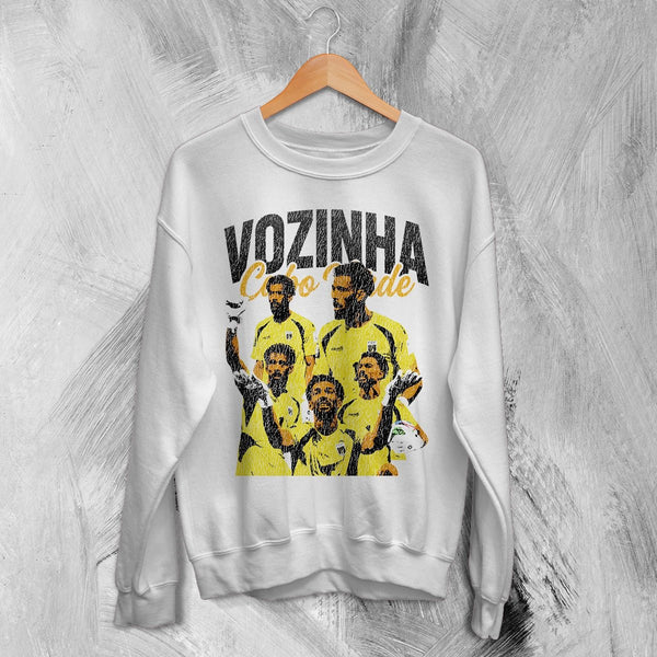 Vozinha Cape Verde Sweatshirt Vintage Vozinha Shirt, Soccer Legend Crewneck - White - WorldWideShirt