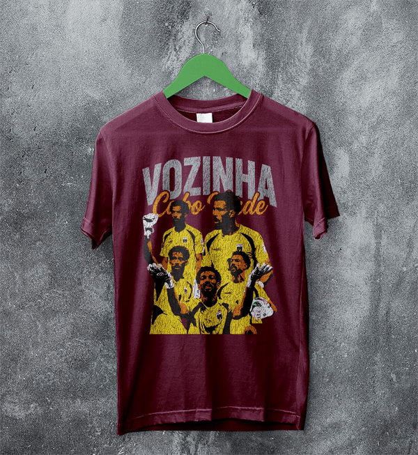 Vozinha Cape Verde T-Shirt Vintage Vozinha Shirt, Soccer Legend Tee - Red Maroon - WorldWideShirt
