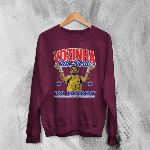 Vozinha For President Sweatshirt, Vintage Vozinha Capo Verde Crewneck - Red Maroon - WorldWideShirt