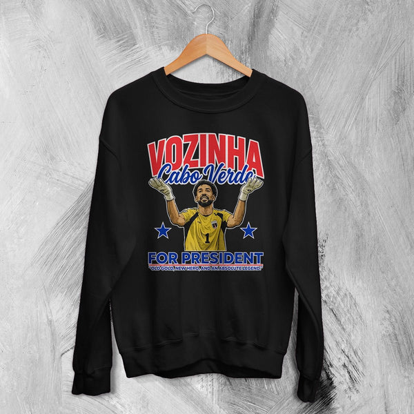 Vozinha For President Sweatshirt, Vintage Vozinha Capo Verde Crewneck - Black - WorldWideShirt