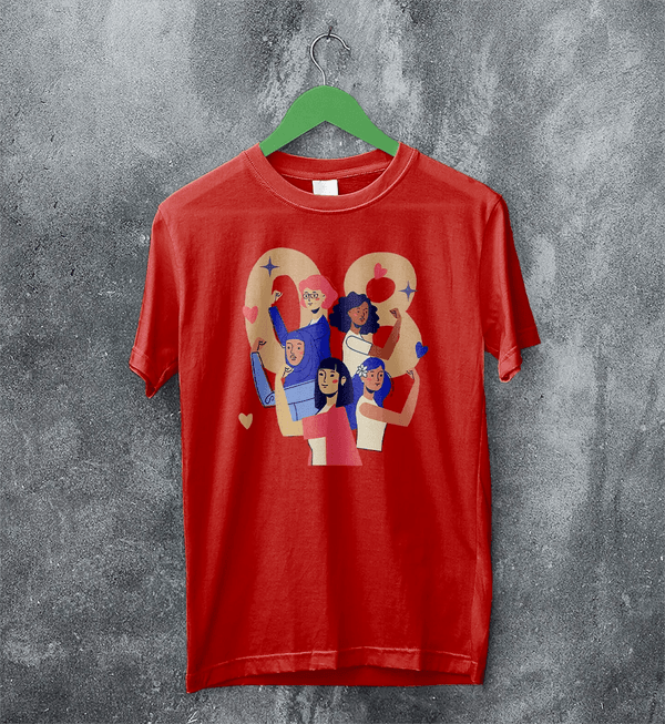 Women's Day T-Shirt 08 Y2K Shirt Sporty Y2K Number Tee Women Gift - Red - WorldWideShirt