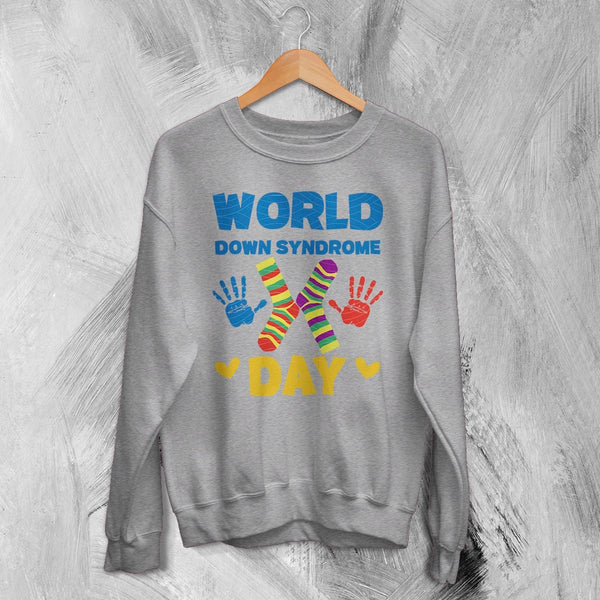 World Down Syndrome Day Sweatshirt Down Syndrome Support Shirt WDSD Crewneck - Sport Grey - WorldWideShirt