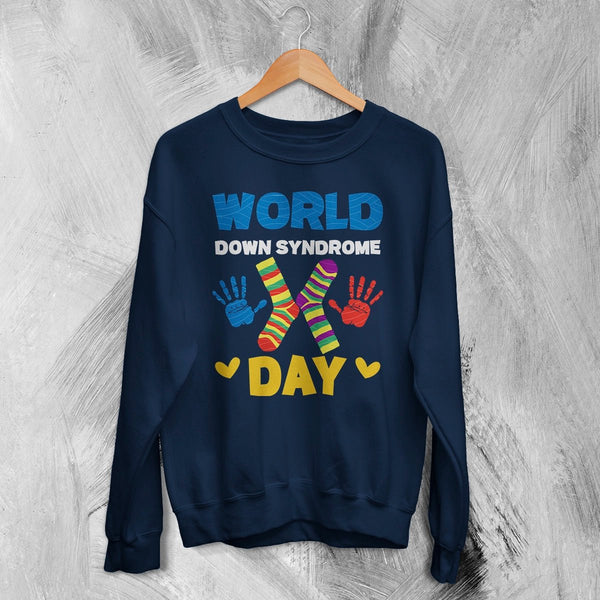World Down Syndrome Day Sweatshirt Down Syndrome Support Shirt WDSD Crewneck - Navy Blue - WorldWideShirt