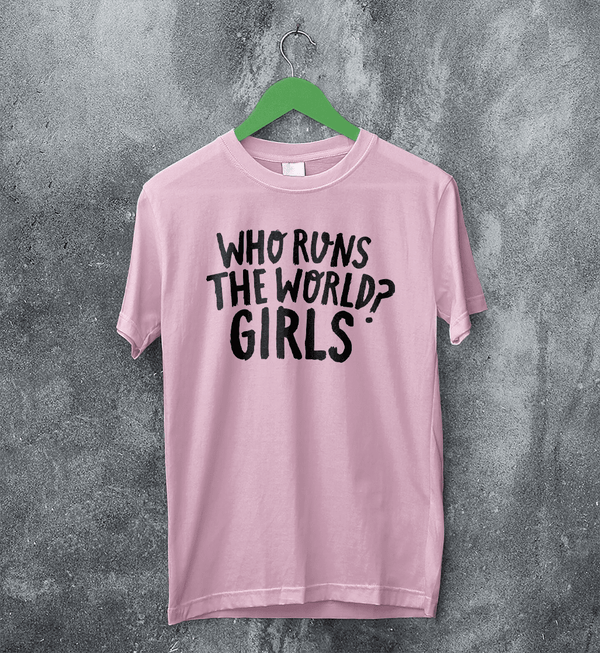 World Women's Day T-Shirt Who Runs The World? Girl Shirt Women Tee - Light Pink - WorldWideShirt