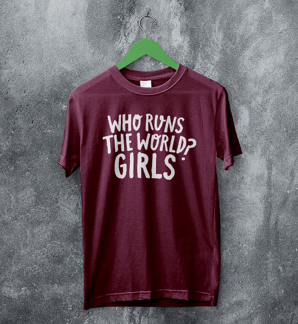 World Women's Day T-Shirt Who Runs The World? Girl Shirt Women Tee - Red Maroon - WorldWideShirt