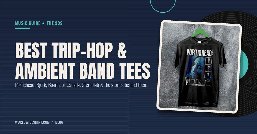 Best 90s trip-hop and ambient band tees banner with the Portishead Dummy Vintage 90's T-Shirt