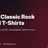 Best classic rock band t-shirts banner featuring Guns N' Roses, AC/DC, Led Zeppelin and Bob Dylan picks