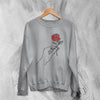 Floral Sweatshirt Hand Holding Rose Shirt Plant Sweater Flower Line Art