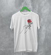 Floral T-Shirt Hand Holding Rose Tee Plant Shirt Vintage Flower Line Art