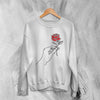 Floral Sweatshirt Hand Holding Rose Shirt Plant Sweater Flower Line Art