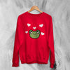 Frog Sweatshirt Cute Green Frog Love Sweater Animal Lover Shirt Aesthetic