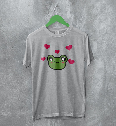 Frog T-Shirt Cute Green Frog Love Tee Animal Lover Shirt Aesthetic Cartoon