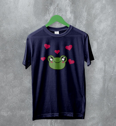 Frog T-Shirt Cute Green Frog Love Tee Animal Lover Shirt Aesthetic Cartoon