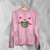 Frog Sweatshirt Cute Green Frog Love Sweater Animal Lover Shirt Aesthetic