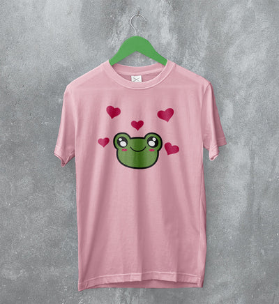 Frog T-Shirt Cute Green Frog Love Tee Animal Lover Shirt Aesthetic Cartoon