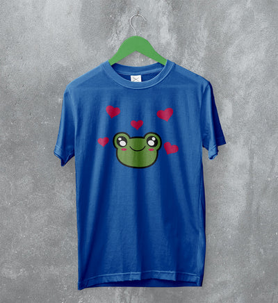 Frog T-Shirt Cute Green Frog Love Tee Animal Lover Shirt Aesthetic Cartoon