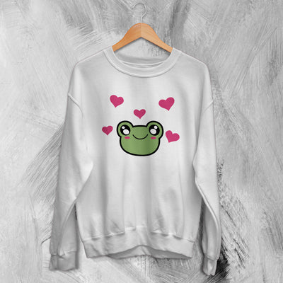 Frog Sweatshirt Cute Green Frog Love Sweater Animal Lover Shirt Aesthetic