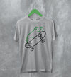 Frog T-Shirt Green Frog on a Skateboard Tee Animal Lover Shirt Retro Aesthetic