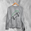 Frog Sweatshirt Green Frog on a Skateboard Sweater Animal Lover Shirt