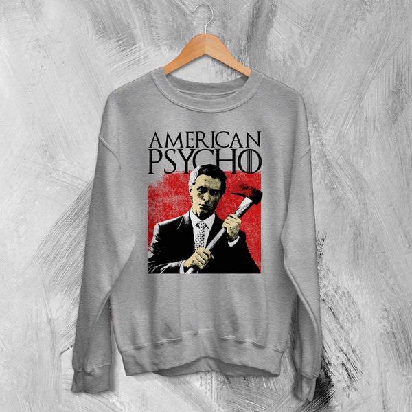 American Psycho Sweatshirt Patrick Bateman Holding Axe Shirt Psycho Movie Crewneck