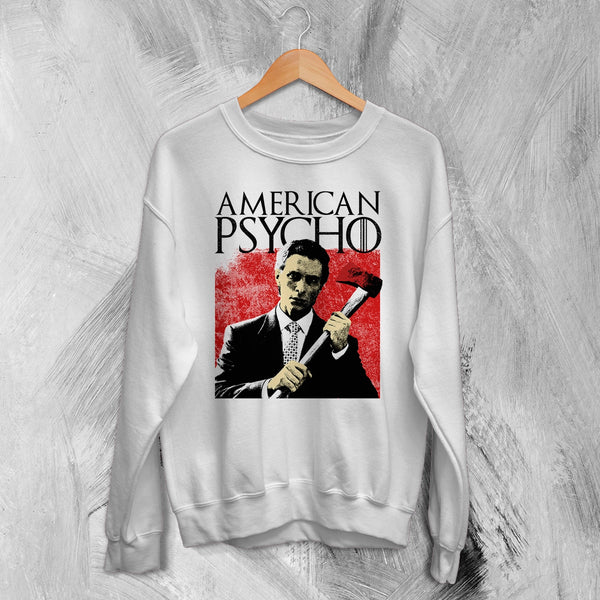 American Psycho Sweatshirt Patrick Bateman Holding Axe Shirt Psycho Movie Crewneck
