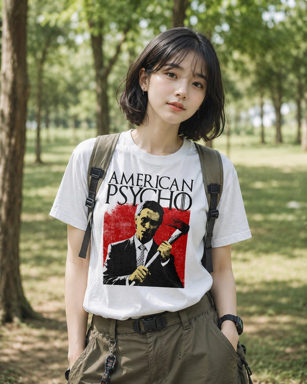 American Psycho T-Shirt Patrick Bateman Holding Axe Shirt Psycho Movie Tee