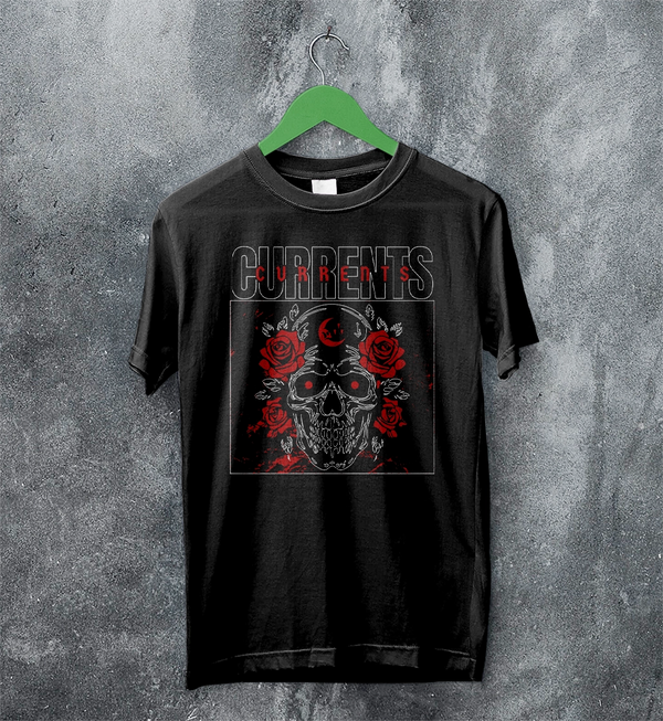 Currents T-Shirt Metalcore Currents Band Shirt Punk Skull Rose Tee